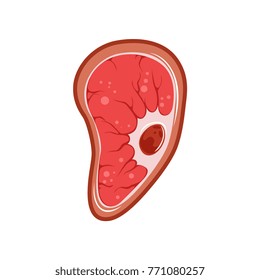 Human cell with single nucleus under microscope. Science icon with red color. Anatomy concept. Flat vector design for medical poster, brochure or book illustration