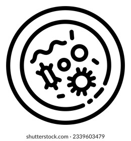 Human cells against coronavirus in microscope line icon. Healthy cell with virus outline style pictogram on white background. Covid19 sign for mobile concept and web design. Vector graphics