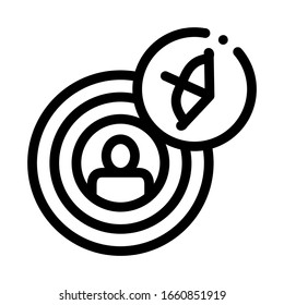 Human In Center Of Target Icon Thin Line Vector. Archery Activity Sport Equipment And Human In Middle Of Goal Concept Linear Pictogram. Monochrome Outline Sign Isolated Contour Symbol Illustration