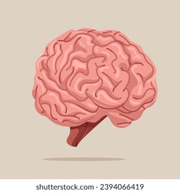 Cerebrum humano en ilustración de vector plano. Órgano interno, anatomía. 