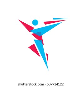 Human character abstract figure - vector logo template concept illustration. People sign. Fitness sport symbol. Design element. 