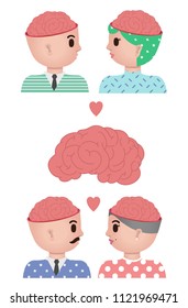 Human Character of the brain another age, teenager and elderly.Vector illustration Eps10 file . 
