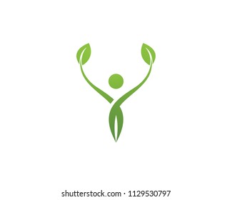 Human character care logo. Nature logo sign. Green life logo sign