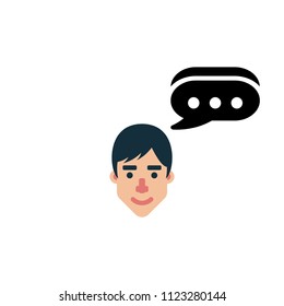 Human character flat faces vector icon design with talking chat balloon