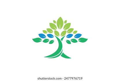 Human character with green tree logo vector image