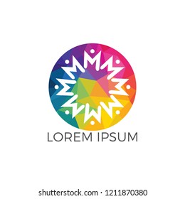 Human Character group and team vector logo design. Business and Community logo. Teamwork symbol. Social logo. Partnership people icon.