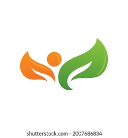 Carácter humano con el logotipo de la hoja ilustración de la ilustración diseño vectorial
