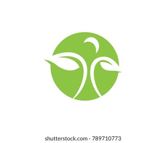 Human character with leaf logo sign illustration vector design