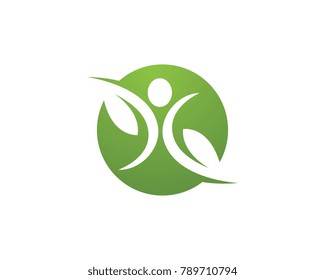 Human character with leaf logo sign illustration vector design