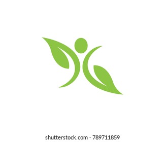 Human character with leaf logo sign illustration vector design
