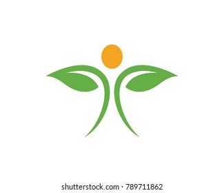 Human character with leaf logo sign illustration vector design