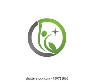 Human character with leaf logo sign illustration vector design