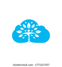 Human character with leaves and cloud logo design. Health and beauty salon logo.