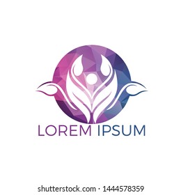 Human character with leaves logo design. Health and beauty salon logo. Nature and fitness logo.	