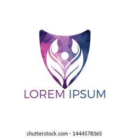 Human character with leaves logo design. Health and beauty salon logo. Nature and fitness logo.	