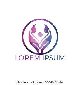 Human character with leaves logo design. Health and beauty salon logo. Nature and fitness logo.	