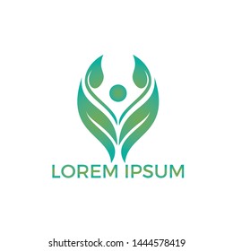Human character with leaves logo design. Health and beauty salon logo. Nature and fitness logo.	