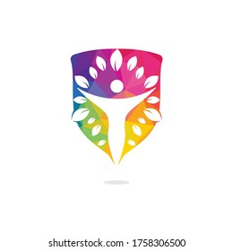 Human character with leaves logo design. Health and beauty salon logo.