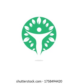 Human character with leaves logo design. Health and beauty salon logo.