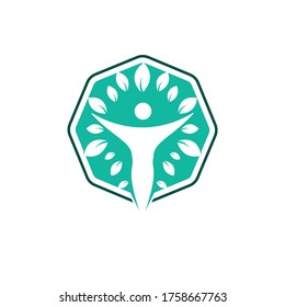 Human character with leaves logo design. Health and beauty salon logo.