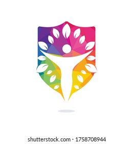 Human character with leaves logo design. Health and beauty salon logo.