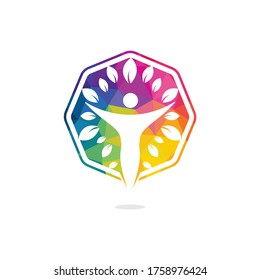 Menschlicher Charakter mit Logo-Design der Blätter. Logo des Gesundheits- und Schönheitssalons.