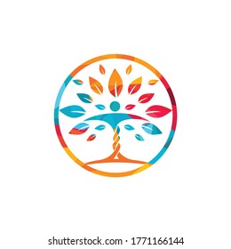 Human character with leaves logo design. Health and beauty salon logo.