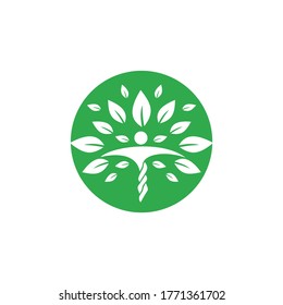 Human character with leaves logo design. Health and beauty salon logo.