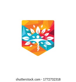 Human character with leaves logo design. Health and beauty salon logo.