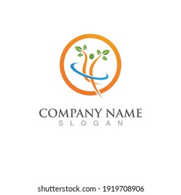 Human character logo. Health success sign illustration with person, vector design
