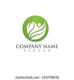 Human character logo. Health success sign illustration with person, vector design