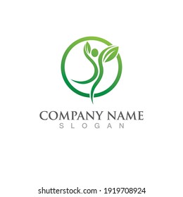 Human character logo. Health success sign illustration with person, vector design