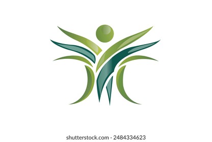 Human character logo sign color ful gradient leaf man logo