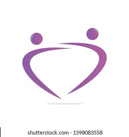 Human character logo sign Health care logo sign. Fun people Healthy Life Logo template vector icon.	Charity logo.