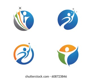 Human character logo sign. Leaf logo sign