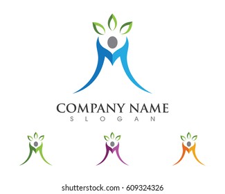 Human character logo sign. Leaf logo sign
