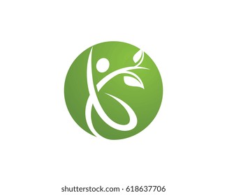 Human character logo sign. Leaf logo sign