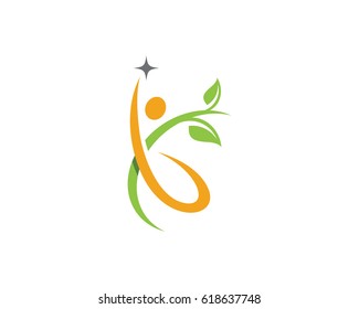 Human character logo sign. Leaf logo sign