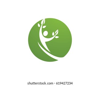 Human character logo sign. Leaf logo sign