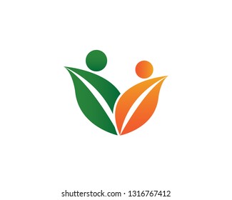 Human character logo sign,Health care logo. Nature logo sign. Green life logo sign