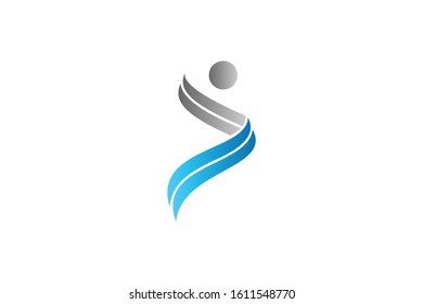 human character ribbon logo template