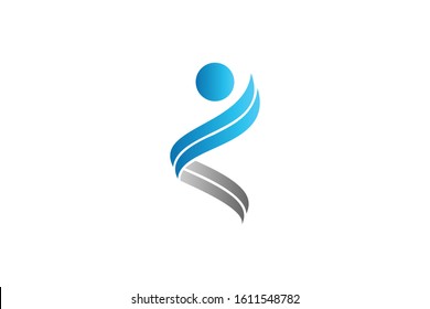 human character ribbon logo template