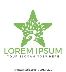 Human character and star vector logo. People and Fitness logo.