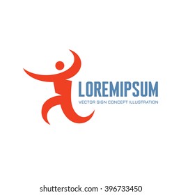 Human character vector logo. Abstract human runner figure illustration. 