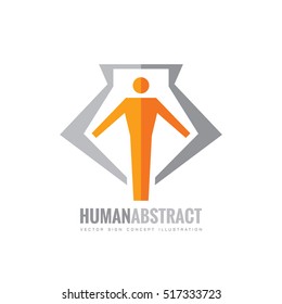 Human character vector logo concept illustration. Abstract man figure symbol. People icon. Design element.