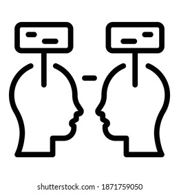Human chat icon. Outline human chat vector icon for web design isolated on white background