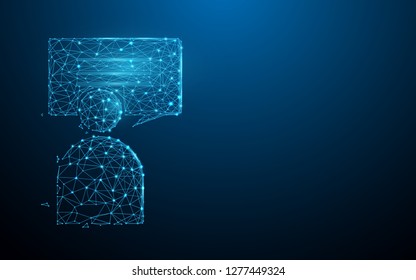 Human and chat Messages icon form lines, triangles and particle style design. Illustration vector