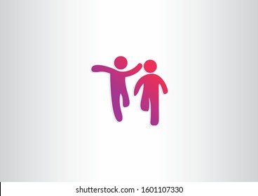 Human cheer vector logo design template. Play together design