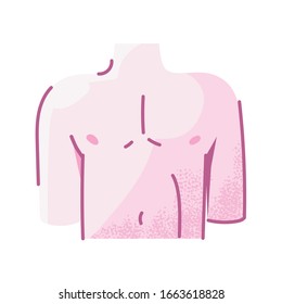 pecho humano, pieza corporal sobre diseño de ilustración vectorial de fondo blanco