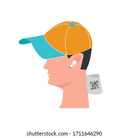 Crimen humano. Microchip en la ilustración del cuerpo humano. Control digital sobre una persona
